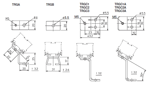 レール支え　TRG　寸法図
