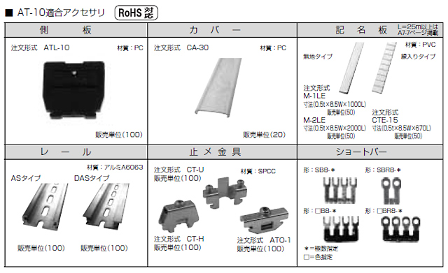 ネジアップ式端子台　AT-10シリーズ　アクセサリ