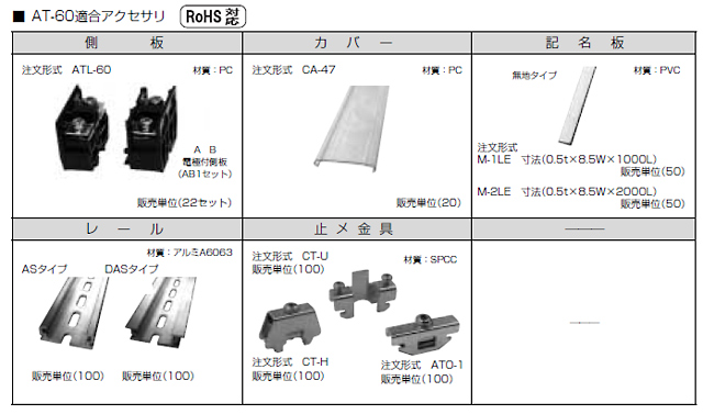 ネジアップ式端子台　AT-60シリーズ　アクセサリ