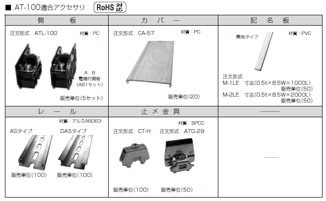 ネジアップ式端子台　AT-100シリーズ　アクセサリ