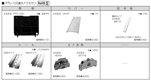 ネジアップ式端子台　PTU-100シリーズ　アクセサリ