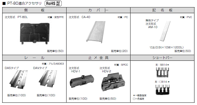 セルフアップ式端子台　PT-80シリーズ　アクセサリ