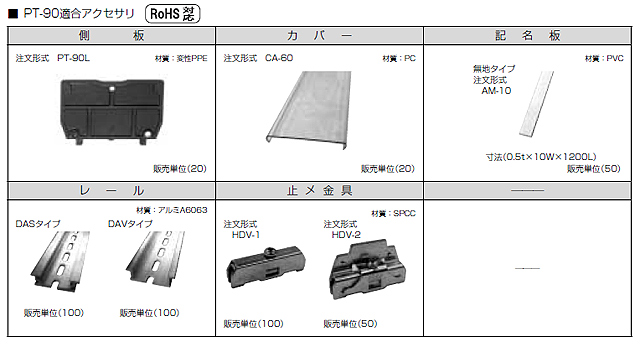 セルフアップ式端子台　PT-90シリーズ　アクセサリ