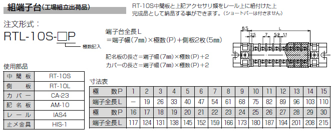 セルフアップ式端子台　RT-10シリーズ　組端子台