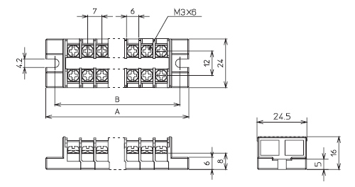 フレキシブル端子台　TEN 7　寸法図