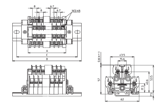  ２段形端子台　TTG 20 3 