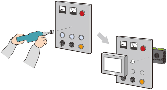 22φの丸穴に簡単取り付