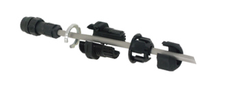 本体がパカッと割れ、コネクタを通せます。