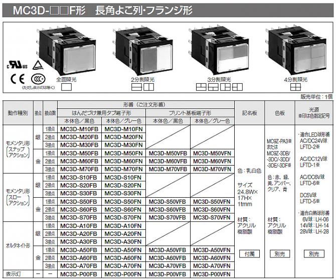 MC3D-□□F形　長角よこ列・フランジ形