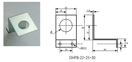 DHPB　押しボタン用取付金具　寸法図