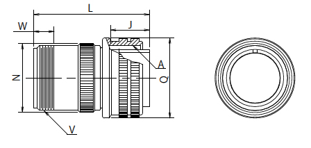ストレートプラグ D/MS3106A 寸法図 ストレートプラグ D/MS3106A 寸法図