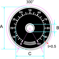 ボリューム用銘板寸法図（UVR-Nシリーズ）