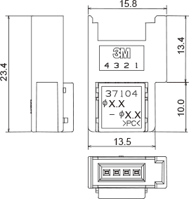 e-CON中継用　寸法図（単位：mm）