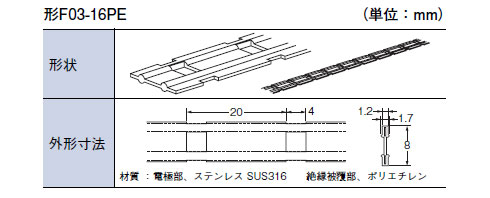 漏液検知帯　F03-16PE　寸法図