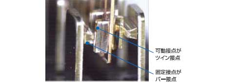 形MY4Z-CBG（クロスバ・ツイン接点）　微小負荷で且つ警報用の回路。 