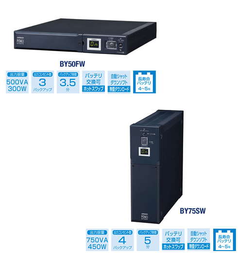 ほかにもRS-232C接続も可能な小型正弦波出力UPSを用意