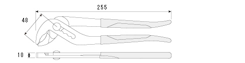 ウォーターポンププライヤー　P-245　寸法図