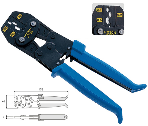 絶縁閉端子 圧着工具 P-736　寸法図