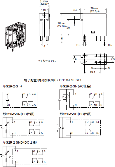 ●プラグイン端子形（2c接点）