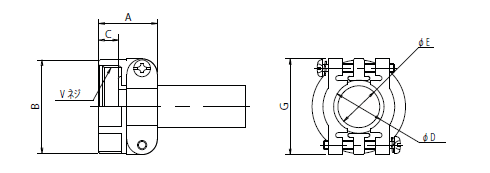 ケーブルクランプ D/MS3057-□□A 寸法図 ケーブルクランプ D/MS3057-□□A 寸法図