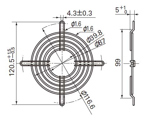 92ｍｍ用FANガード　109-099C　　寸法図