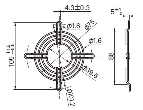 80ｍｍ用FANガード　109-049C　　寸法図
