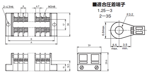 組端子台　TXM10SM3シリーズ　寸法図