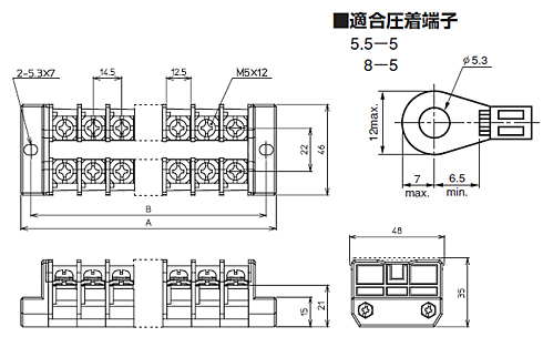 組端子台　TXM30シリーズ　寸法図