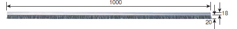 F-60　外形寸法　長さ1000mm　ブラシ高20mm　フレーム高18mm