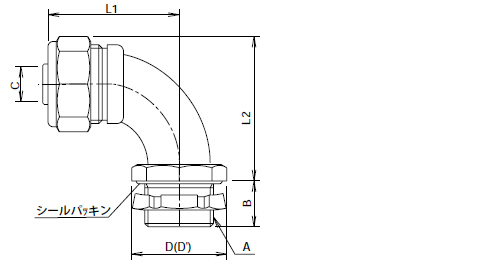 90°アングルコンネ　MA　寸法図