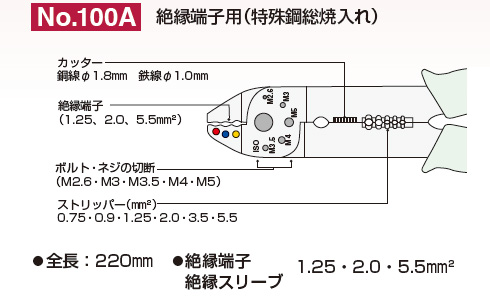 電工ペンチ　No.100A
