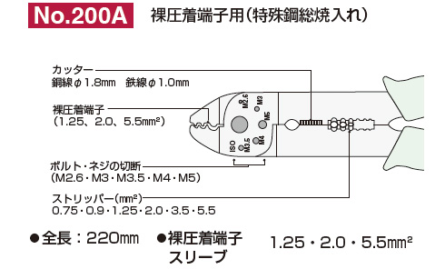 電工ペンチ　No.200A