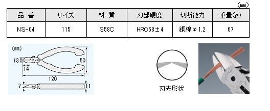 マイクロニッパー　NS-04　仕様
