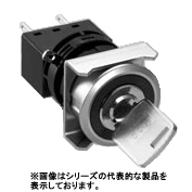 φ25　丸形（90゜−2ノッチ）鍵付セレクタスイッチ　メタルベゼル　LW6MK-2